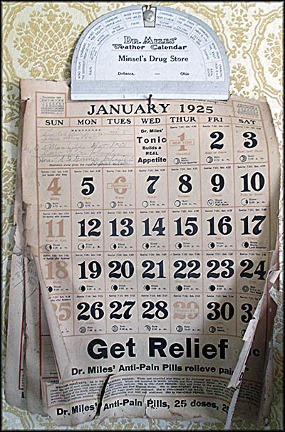 AuGlaize Village & Farm Museum—Calander from Doctor Robert B. Cameron's Office from the town of Jewell.