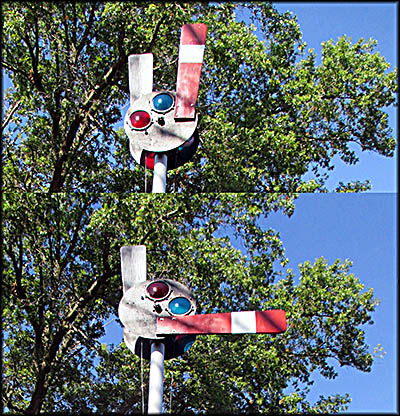 AuGlaize Village & Farm Museum—This signal was used by the Jewell Depot to let passing trains know whether or not they needed to stop to pick up a passenger.