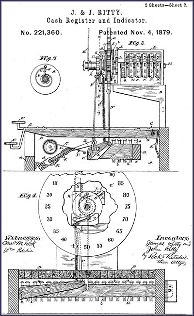 Original cash register patent taken out by James and John Ritty.