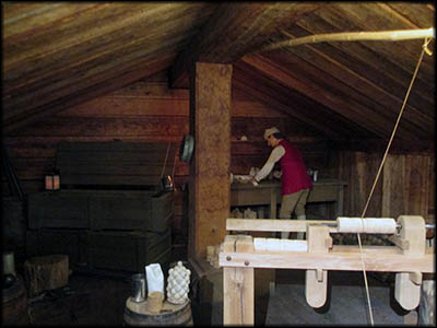 Fort Pitt A replica scene of work being done in one of Fort Pitt's underground locations.