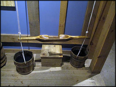 Frankenmuth Early settlers got their water from a well and used a yoke to carry to buckets. Visitors can try this out for themselves.