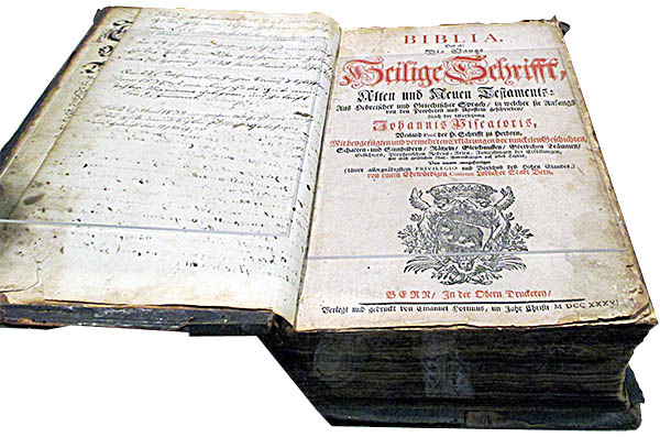 Gnadenhutten Museum and Historic Site Bible Written in German