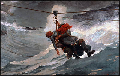 Marblehead Lighthouse Winslow Homer's 1884 painting The Life Line shows a breeches buoy in action.
