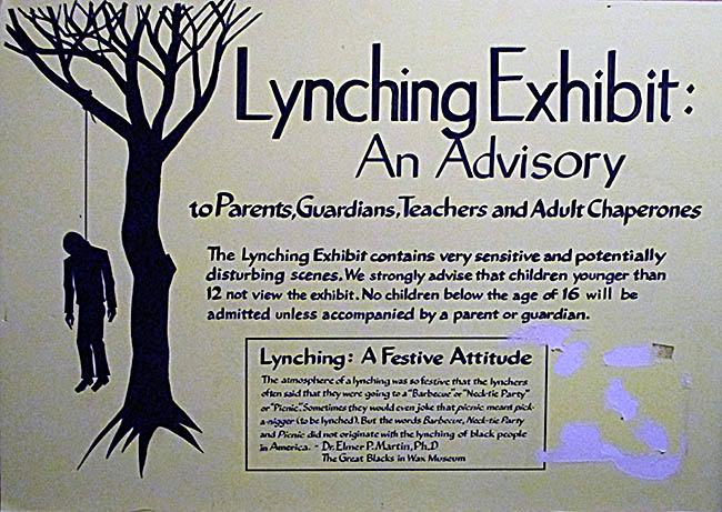 National Great Blacks in Wax Museum Lynching Exhibit