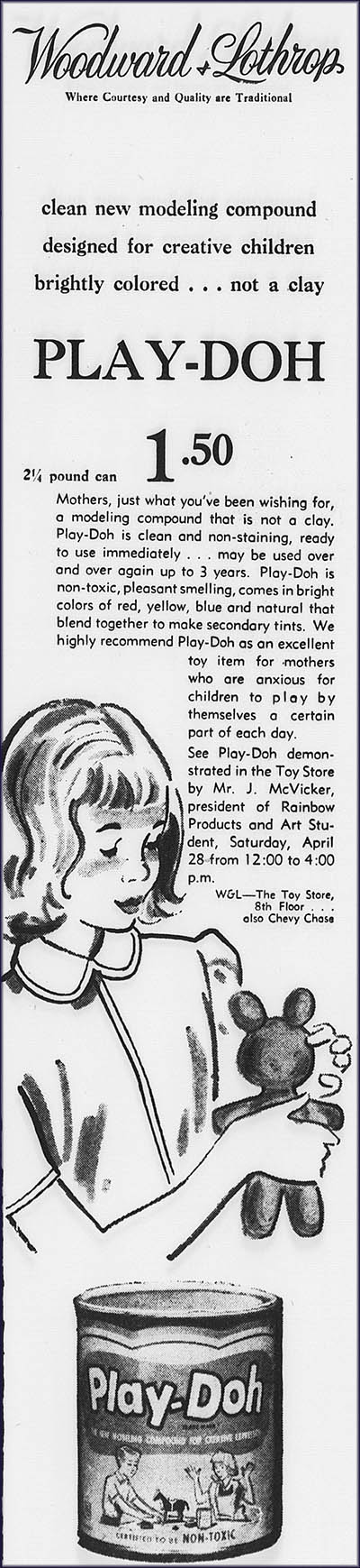 Play-Doh ad. Evening Star (Washington, D.C.). May 27, 1956.  