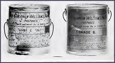 Early Sherwin-Williams paint cans. From What Fifty Years Have Wrought.