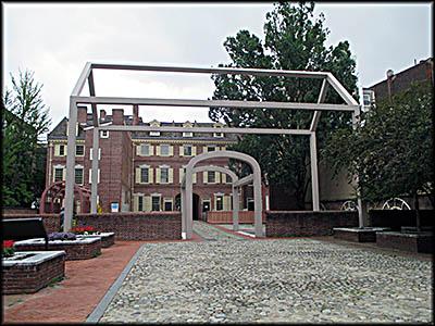 Benjamin Franklin Museum This frame represents part of Frankin's house.