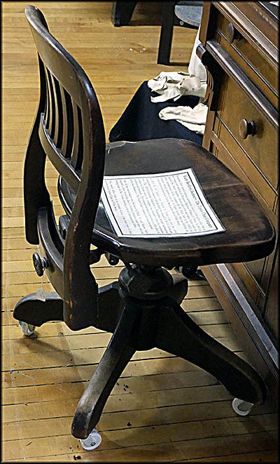 A chair made by one of Bedford's earliest industries, the Taylor Chair Company. 