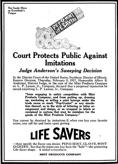 Life Savers Ad. Confectioners Gazette.  March 10, 1917.