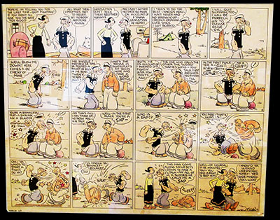 Billy Ireland Cartoon Library & Museum The extremely popular Popeye the Sailor Man did not appear in Thimble Theater by E.C. Segar until its tenth year. (March 27, 1932)