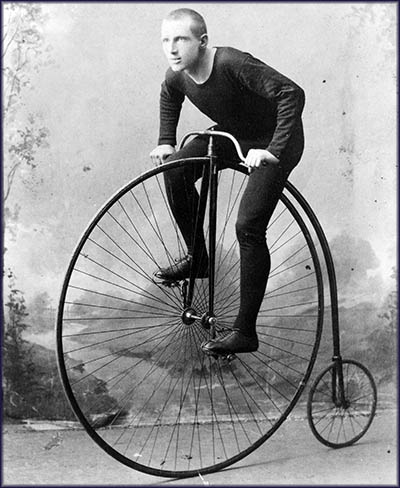 William Martin, Racing Champion, on His Ordinary (Penny-Farthing) Bicycle